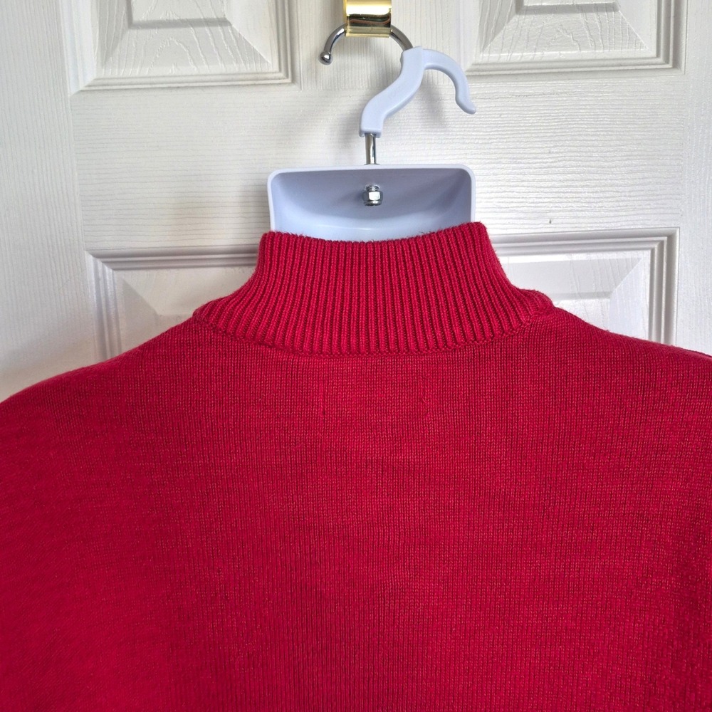 Chaps red reindeer winter Christmas holiday quarter zip sweater men's XL - Picture 11 of 13